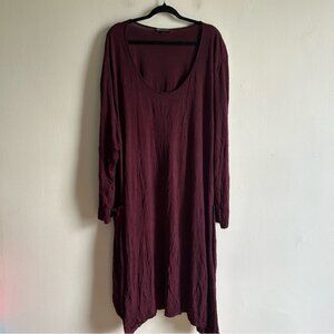 Kokomarina Sz XL Burgundy Lagenlook Midi Crinkle Textured Dress